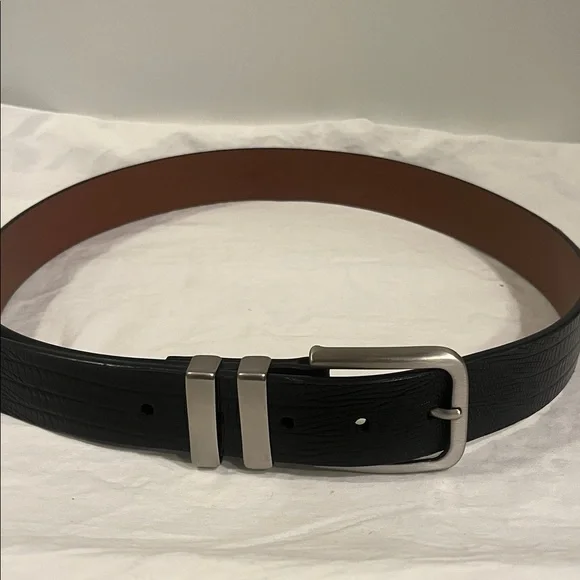 Johnston & Murphy Belt sz 34 Black Genuine Leather lizard embossed dress casual - Picture 1 of 7